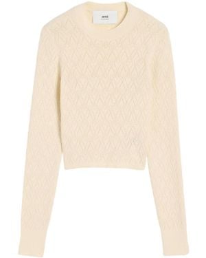 Ami Paris Ami De Coeur Cotton-Blend Top - Natural