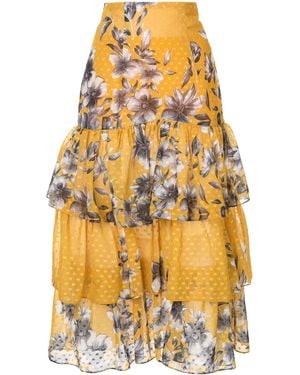 Bambah Floral Ruffle Skirt - Yellow
