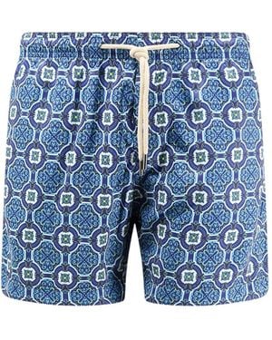 Peninsula Santo Stefano Geometric-Print Swim Shorts - Blue