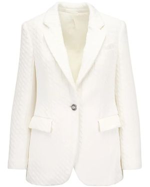 Brunello Cucinelli Cable-Knit Single-Breasted Blazer - White