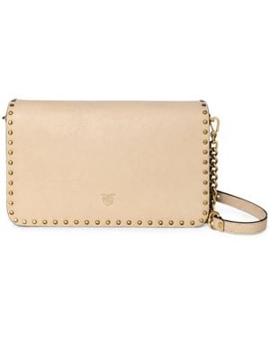 Pinko Love One Stud-Embellished Crossbody Bag - Natural