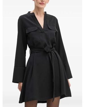 Silvian Heach Reimba Belted Flap-Pocket Mini Dress - Black