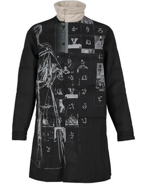 Yohji Yamamoto Padded Graphic Coat - Black