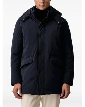 KARL LAGERFELD Hooded Logo-Plaque Jacket - Blue