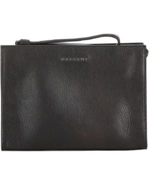 Orciani Small Lagoon Logo-Plaque Leather Clutch Bag - Black