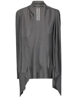 Rick Owens Ribbed-Knit Asymmetrical Cardigan - Grey