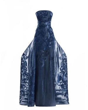 Gemy Maalouf Strapless Jacquard Dress - Blue