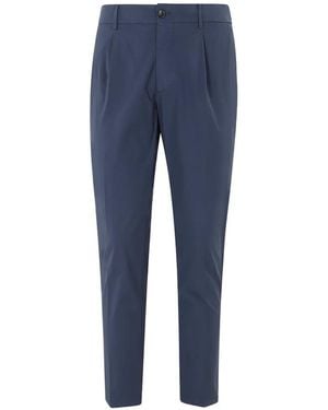BE ABLE Pleated Tapered-Leg Trousers - Blue