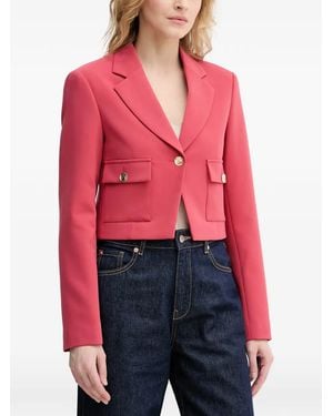 Benetton Cropped Notch-Lapel Blazer - Red
