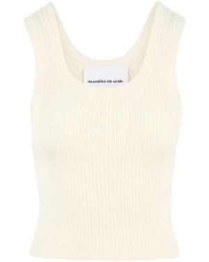 Manière De Voir Liane スクープネック トップ - ホワイト