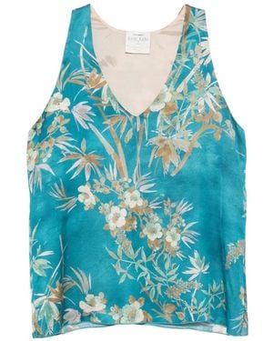 forte_forte Floral-Print Sleeveless Top - Blue