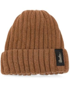 Borsalino Hill Ribbed-Knit Beanie Hat - Brown