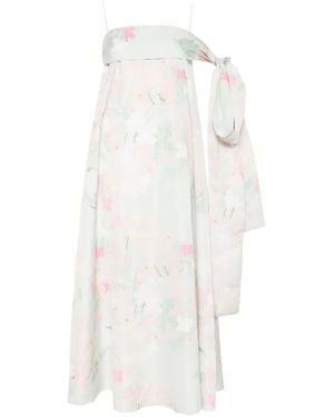 BERNADETTE Bailey Floral-Print Bow-Detail Dress - White