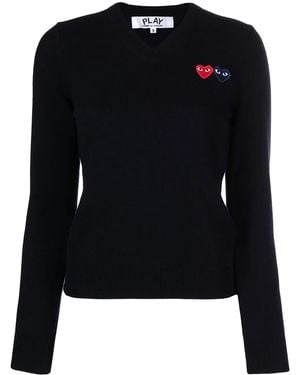COMME DES GARÇONS PLAY Double Heart Motif Jumper - Black
