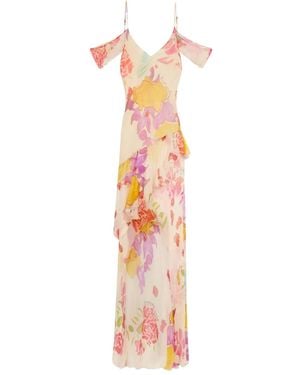 Donde Esteban Flores Chiffon Maxi Dress - White