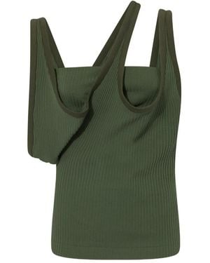 The Attico Asymmetric Ribbed Top - Green