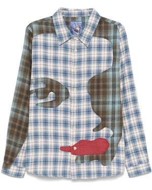 Kidsuper Patchwork-Face Shirt - Gray