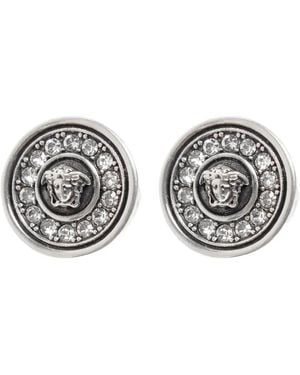 Versace Pendientes Medusa Con Aplique De Cristal - Blanco