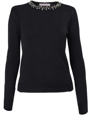 Carolina Herrera Pull À Perles Brodées - Noir
