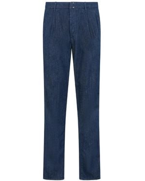Slowear Pleated Denim Trousers - Blue