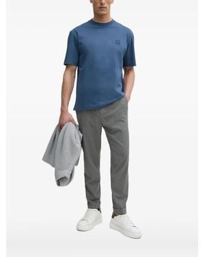 BOSS Logo-Embroidered Short-Sleeve T-Shirt - Blue