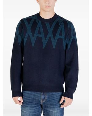 ARMANI EXCHANGE Logo-Intarsia Jumper - Blue