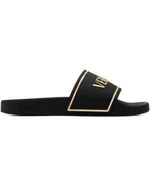 Versace Pantoletten mit Logo-Schild - Schwarz