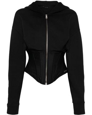 Mugler Sudadera con capucha y cremallera - Negro