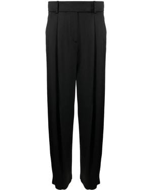 Giorgio Armani Pleat-Detail Wide-Leg Silk Trousers - Black