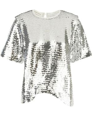 Niccolò Pasqualetti Sequin-Embellished Asymmetric Top - White