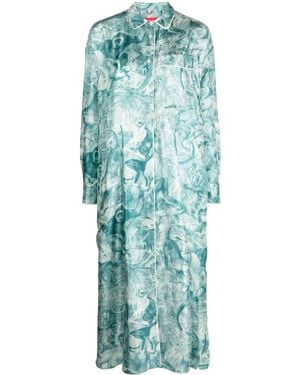F.R.S For Restless Sleepers Forest-Print Shirt Dress - Blue