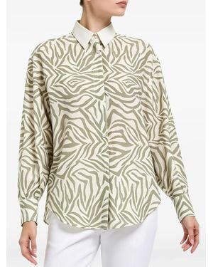 Brunello Cucinelli Zebra-Print Long-Sleeve Shirt - White