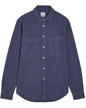 Paul Smith Corduroy-Texture Chest-Pocket Shirt - Blue