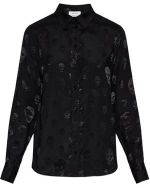 McQueen Skull-Pattern Collared Top - Black