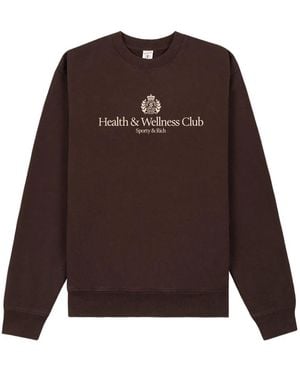 Sporty & Rich H&W Crest Crew-Neck Logo Sweatshirt - Brown