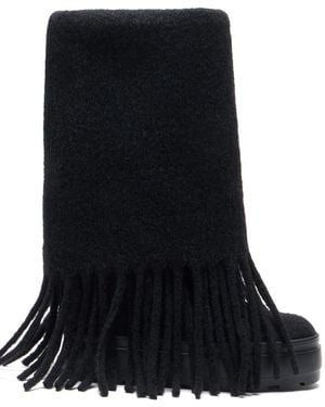 Casadei Dakota Fringed Wool Boots - Black
