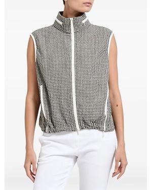 Brunello Cucinelli Gilet Zippé À Motif Pied-De-Poule - Blue