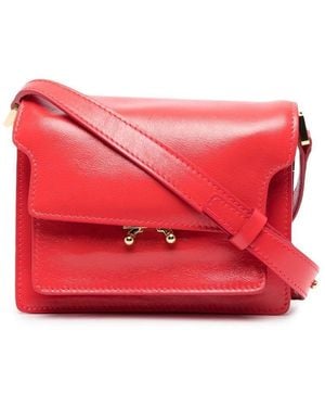 Marni Trunk Leather Crossbody Bag - Red