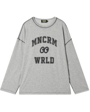 Mini Cream Graphic-Print Cotton Top - Gray