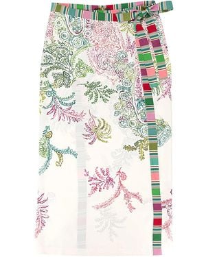 Loro Piana Floral-Print Tied-Waist Skirt - White