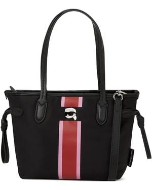 Karl Lagerfeld Small Ikon Stripe Tote Bag - Black
