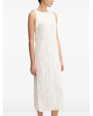 Samsøe & Samsøe Tie-Detailing Embossed Midi Day Dress - White
