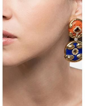 David Webb Orecchini Scroll Disk Con Diamanti - Neutro