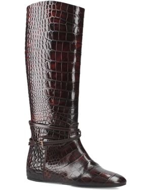 Premiata Croc-Embossed Buckle Boots - Brown