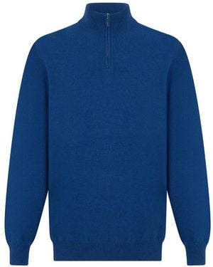Fedeli Kaschmirpullover Mit Kurzem Reißverschluss - Blau