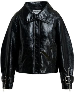 Essentiel Antwerp Kabuki Croc-Effect Jacket - Black