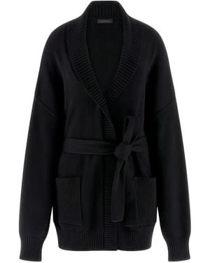 Guess Belted Shawl-Collar Cardigan - Black