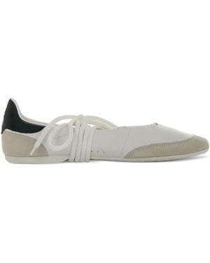Patrizia Pepe Leather Lace-Up Ballet Flats - Grey