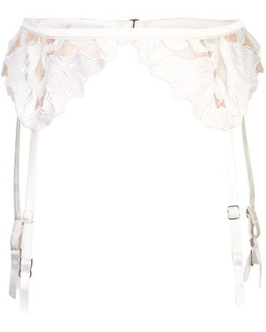 Fleur du Mal Lily Lace Garter Belt - White