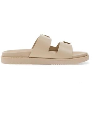 ALDO Alessie Logo-Plaque Double-Strap Slides - White